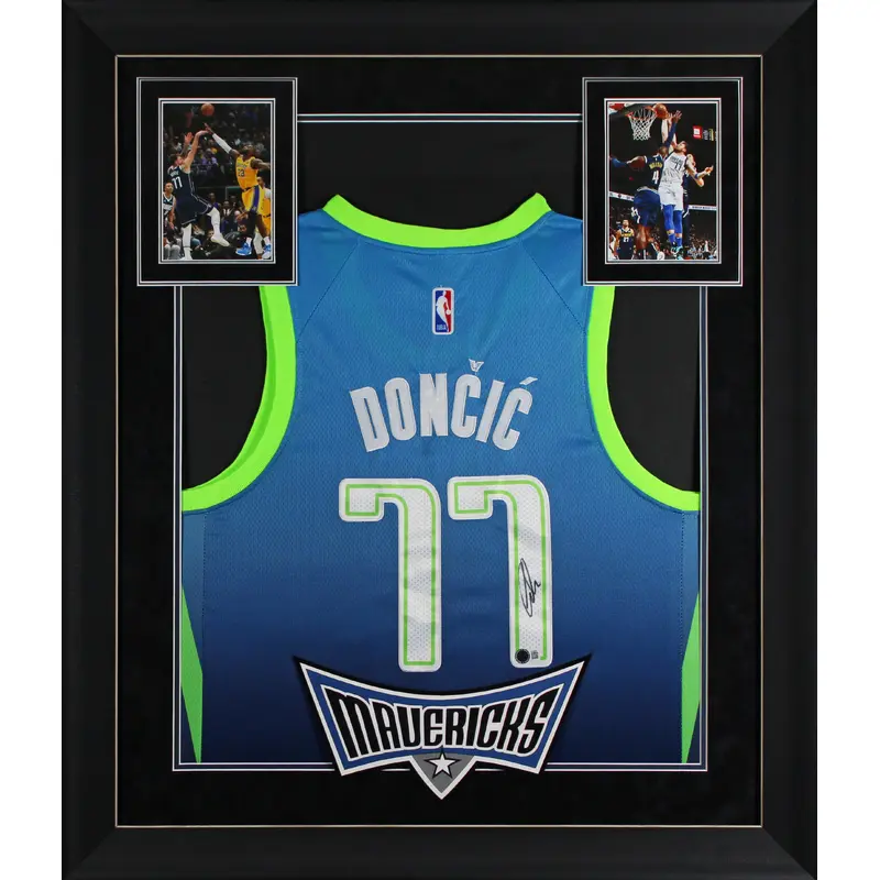 Mavericks Luka Doncic Authentic Signed Blue Nike Framed Jersey BAS #AE09906