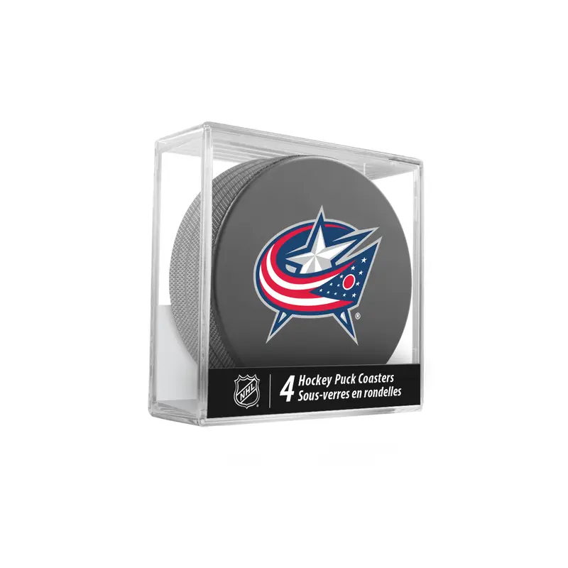 NHL Columbus Blue Jackets Hockey Puck Drink Coasters (4-Pack) In Cube