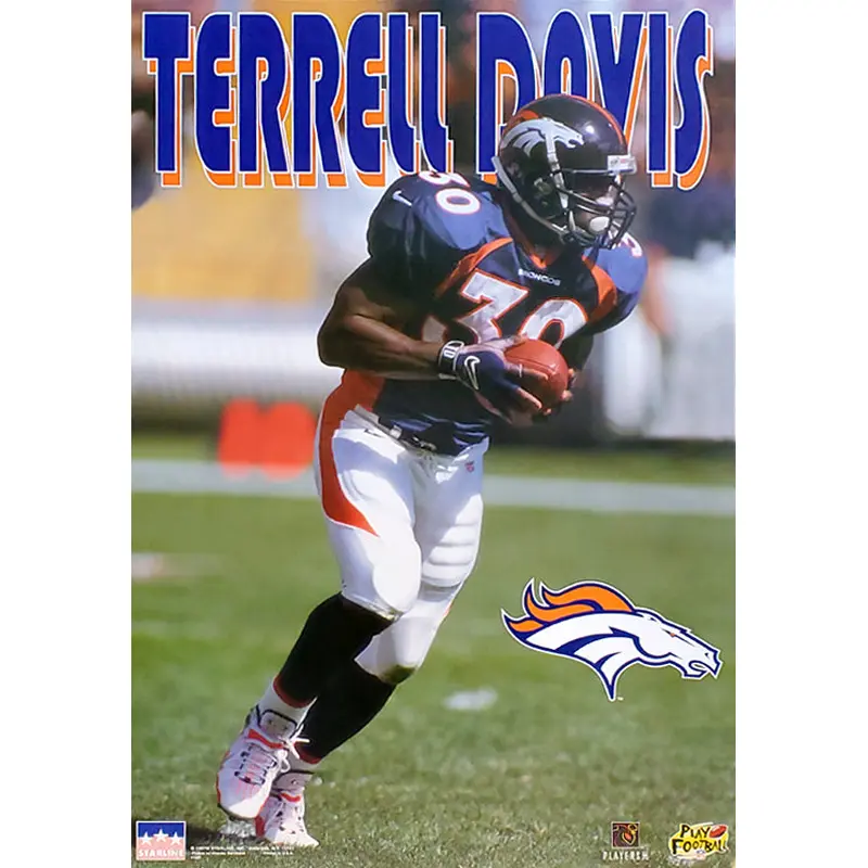 Terrell Davis "Action" Denver Broncos NFL Football Poster - Starline 1997