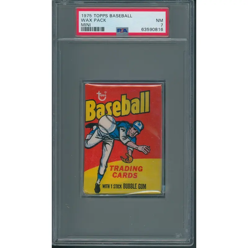 1975 Topps Baseball Unopened Mini Wax Pack PSA 7
