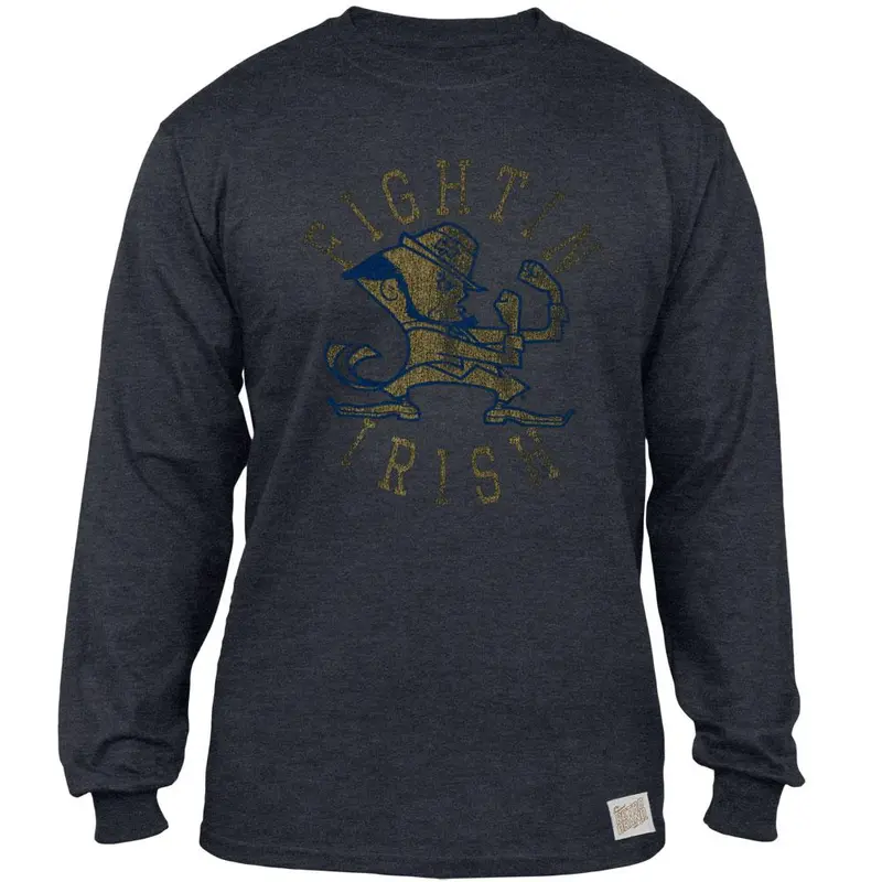 Notre Dame Fighting Irish - Distressed Mascot Tri-Blend Adult Long Sleeve T-Shirt