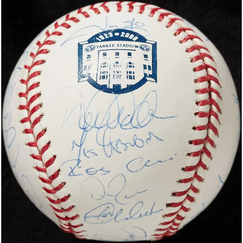 2008 New York Yankees Team Signed Baseball Derek Jeter Mariano Rivera Steiner