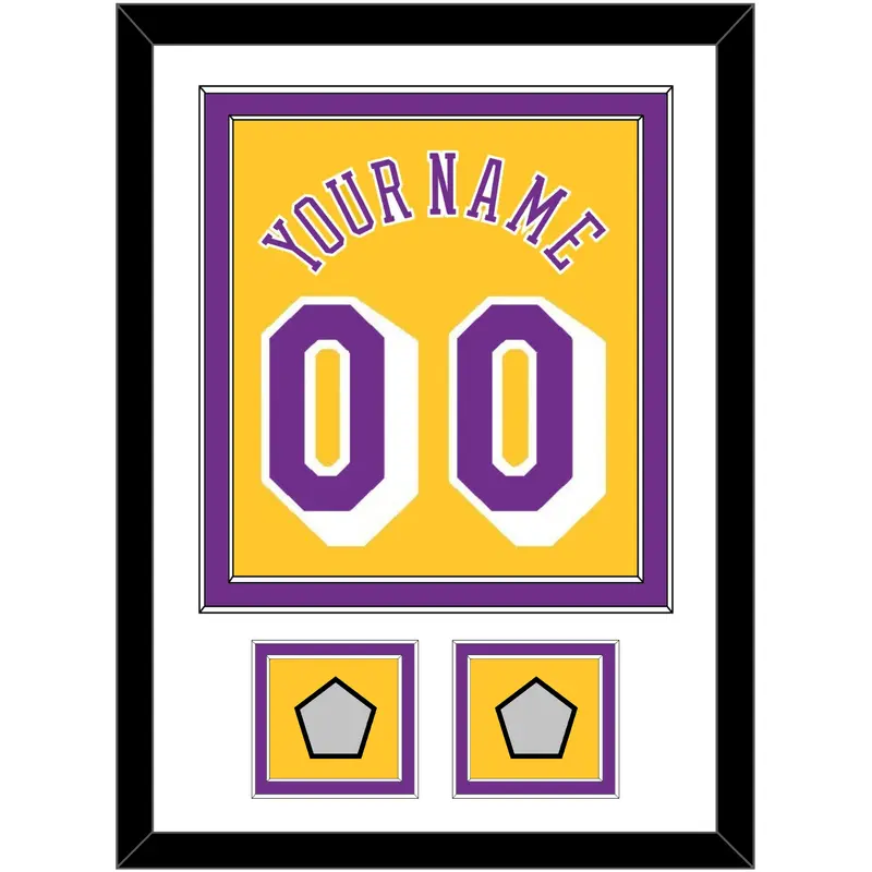 Los Angeles Name & Number With 2 Trophy Patches - Home Yellow (1978-1997) - Double Mat 1