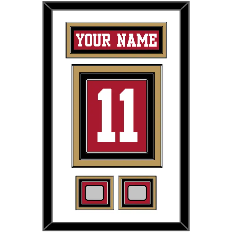 San Francisco Nameplate & Number (Back) With 2 Super Bowl Patches - Home Red - Triple Mat 2
