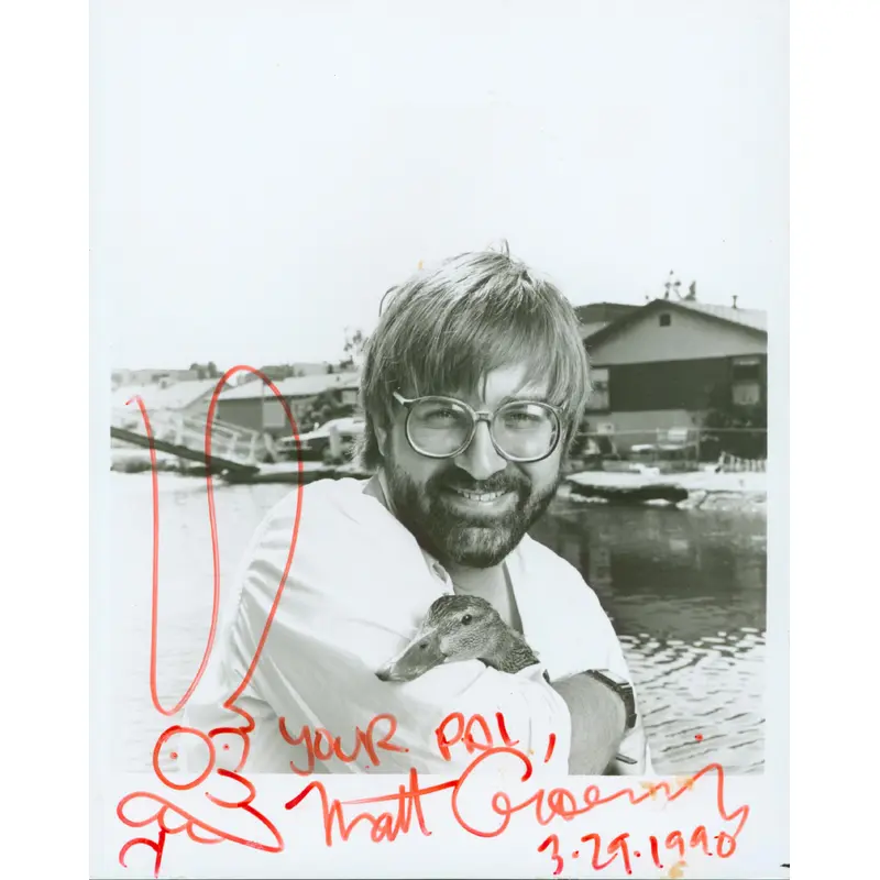 Matt Groening The Simpsons "Your Pal, 3.29.1990" Signed 8x10 Photo BAS #AB14361