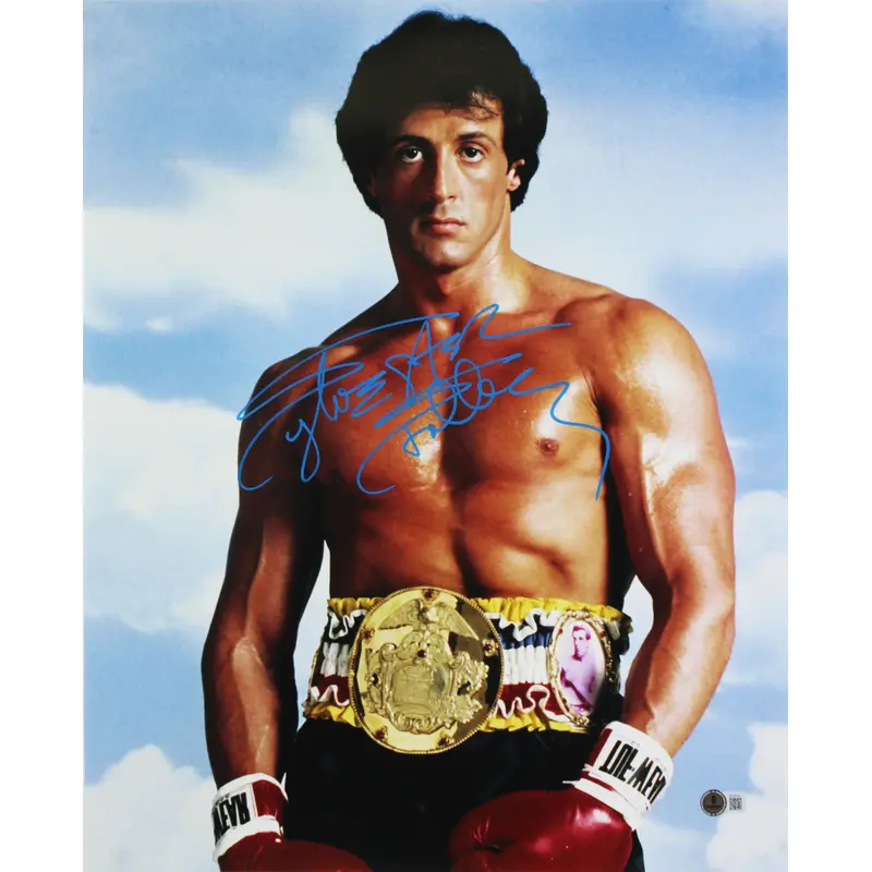 Sylvester Stallone Rocky Authentic Signed 16x20 Vertical Sky Photo BAS LOA 1