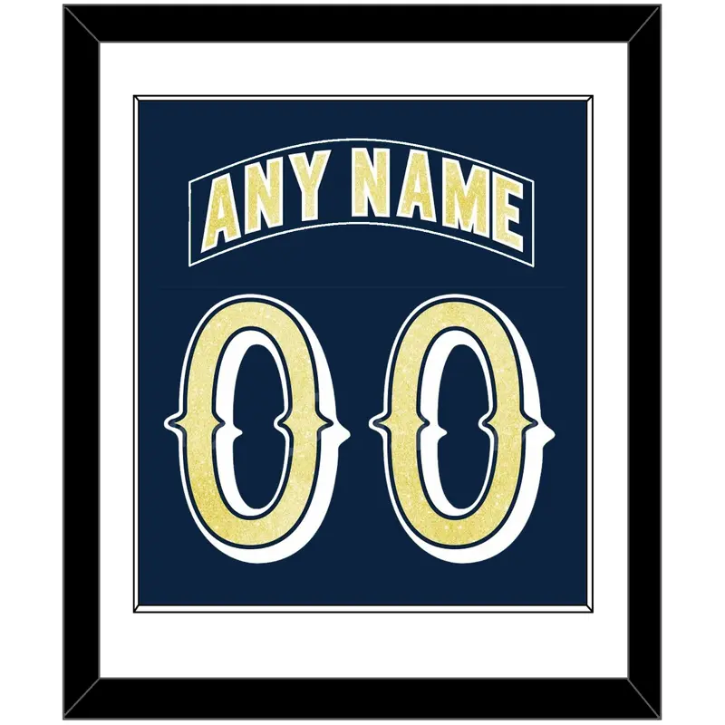 Notre Dame Hockey Nameplate & Number (Back) Combined - Road Blue - Single Mat 1
