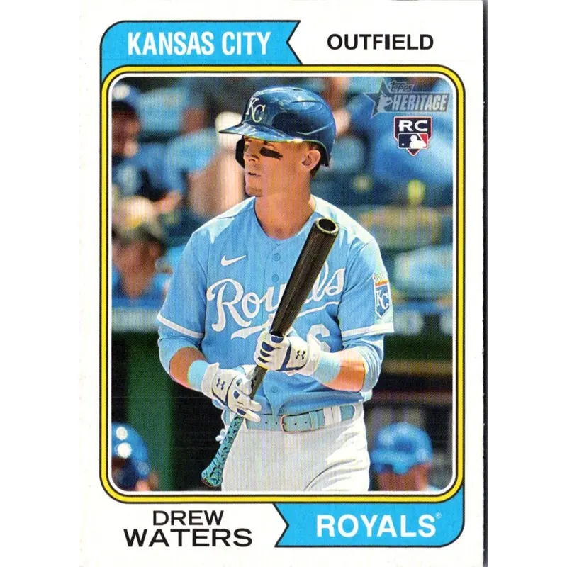 2023 Topps Heritage Chrome Blue Sparkle Refractor Drew Waters #96