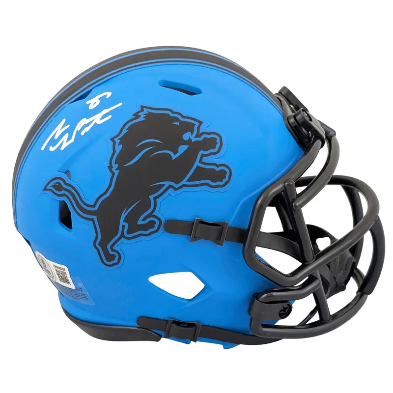 Lions Sam LaPorta Authentic Signed Rave Speed Mini Helmet BAS Witnessed