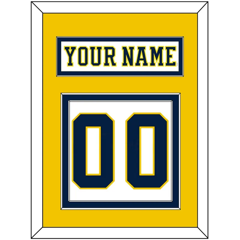 Michigan Hockey Nameplate & Number (Back) - Home White (2019-2020) - Double Mat 4