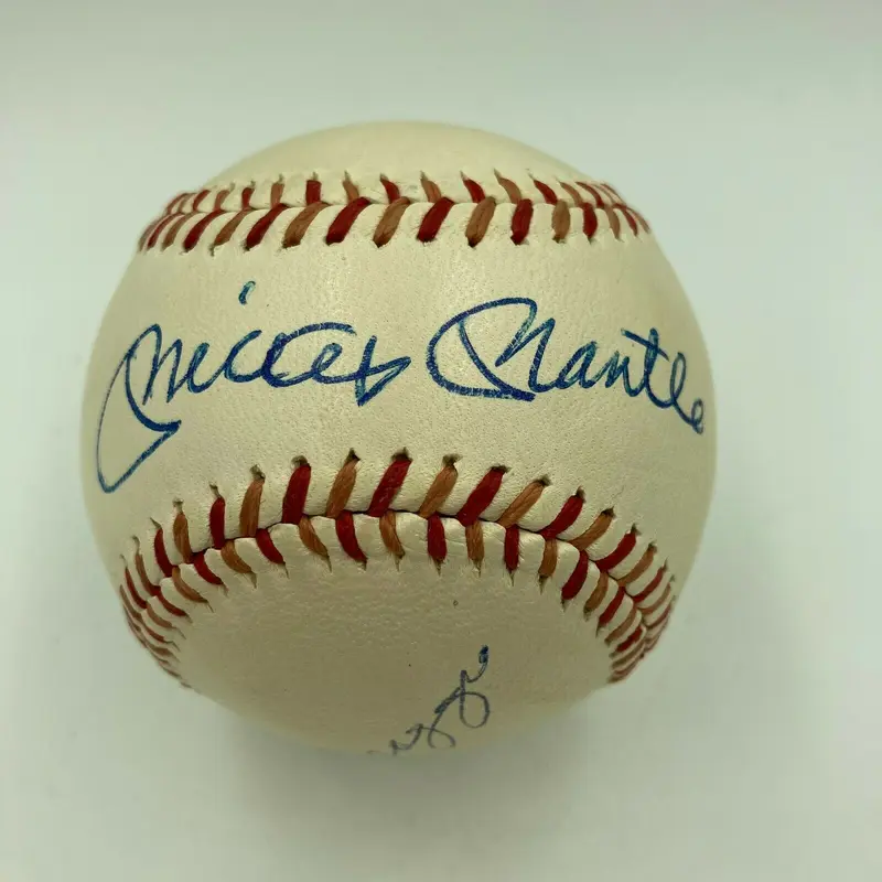 Mickey Mantle & Joe Dimaggio Signed 1943 American League Harridge Baseball JSA