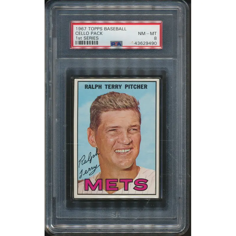 1967 Topps Baseball Unopened 1st Series Cello Pack PSA 8