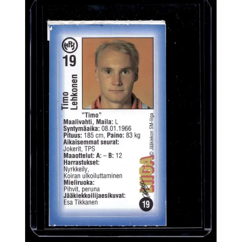 1992-93 JyvsHyv HockeyLiiga - Timo Lehkonen #19
