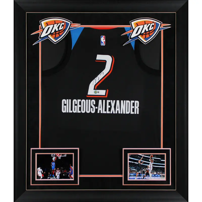 Thunder Shai Gilgeous-Alexander Signed Black Nike Framed Jersey BAS #BS78065
