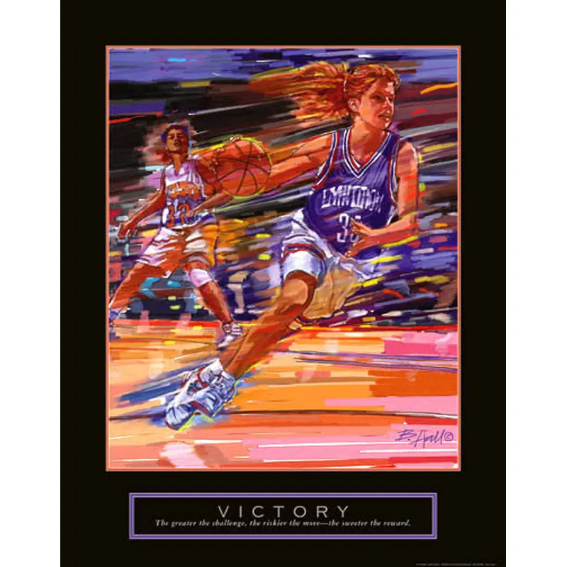 Women's Basketball "Victory" Motivational Poster - Front Line