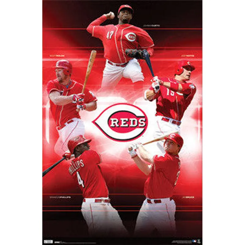 Cincinnati Reds "On Fire" (2010) 5-Player Baseball Action Poster - Costacos Sports