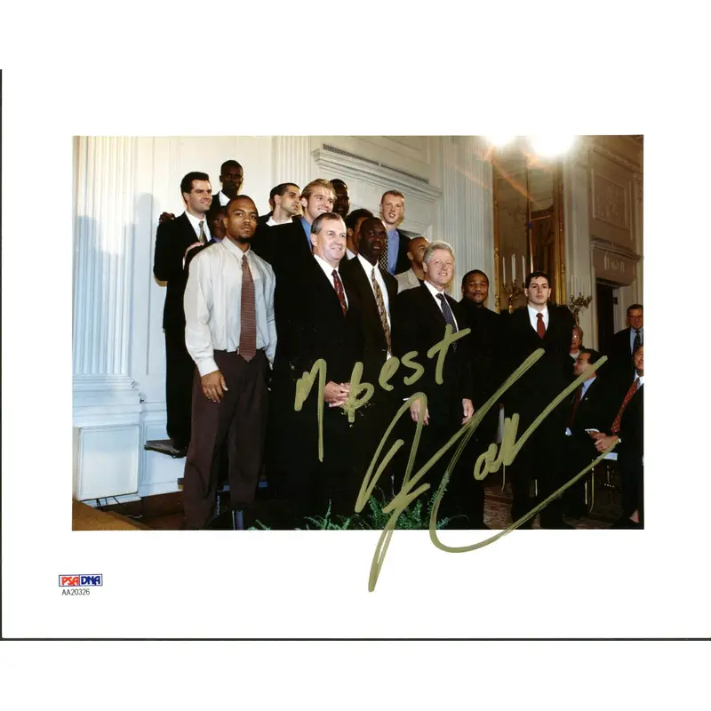 Uconn Jim Calhoun Authentic Signed 8X10 Photo w/ Bill Clinton PSA/DNA #AA20326