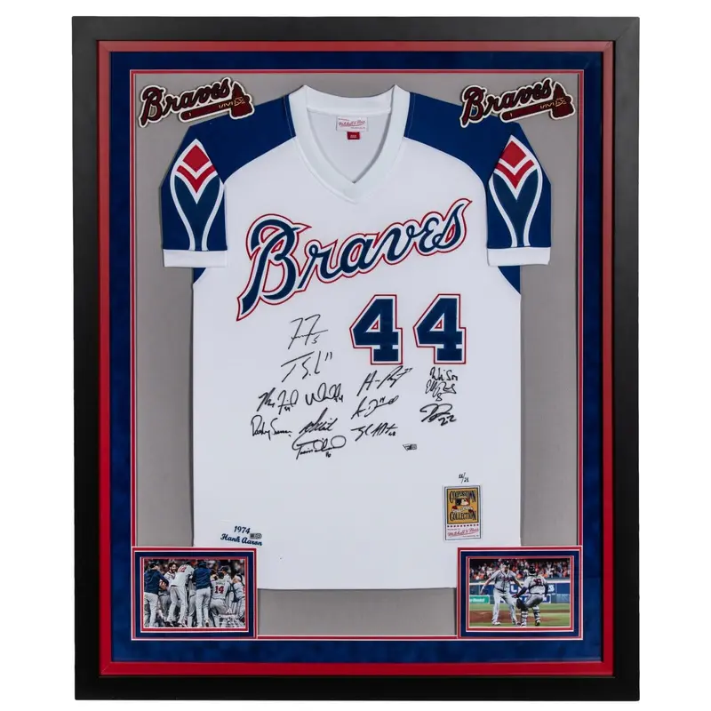 2021 Atlanta Braves World Series Champs Team Signed Jersey Framed Fanatics 11/21