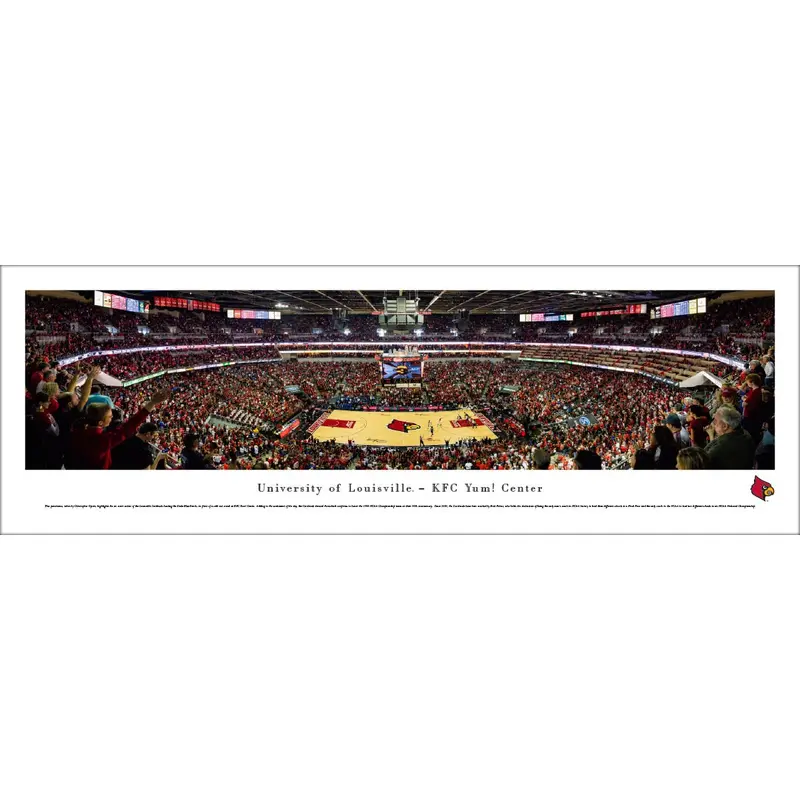 Louisville Cardinals KFC Yum Center Basketball Game Night Panoramic Poster - Blakeway