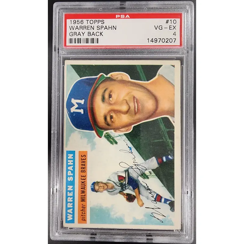 Warren Spahn 1956 Topps Grey Back #10 PSA 4 VG-EX