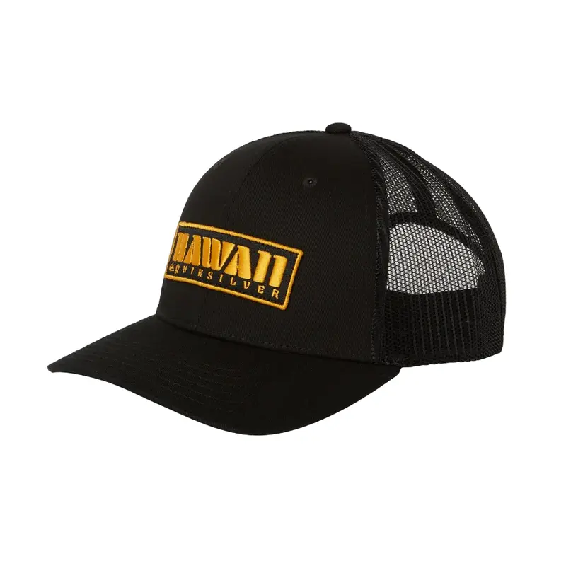 Quiksilver Men's Snapback Hat Black Hawaii Seal Patch Trucker AQYHA05439 KVJ0
