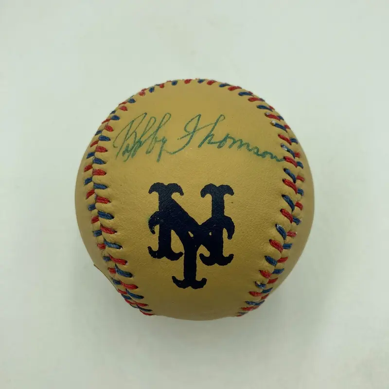 Bobby Thomson Ralph Branca Signed 1951 Spinneybeck Baseball JSA COA