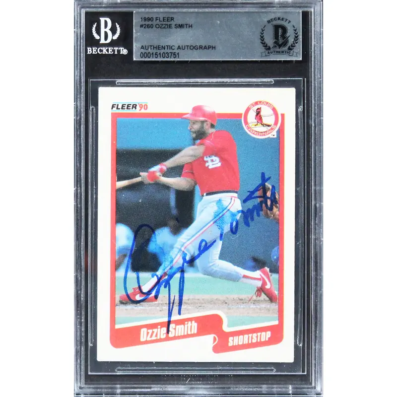 Cardinals Ozzie Smith Authentic Signed 1990 Fleer #260 Card BAS Slabbed