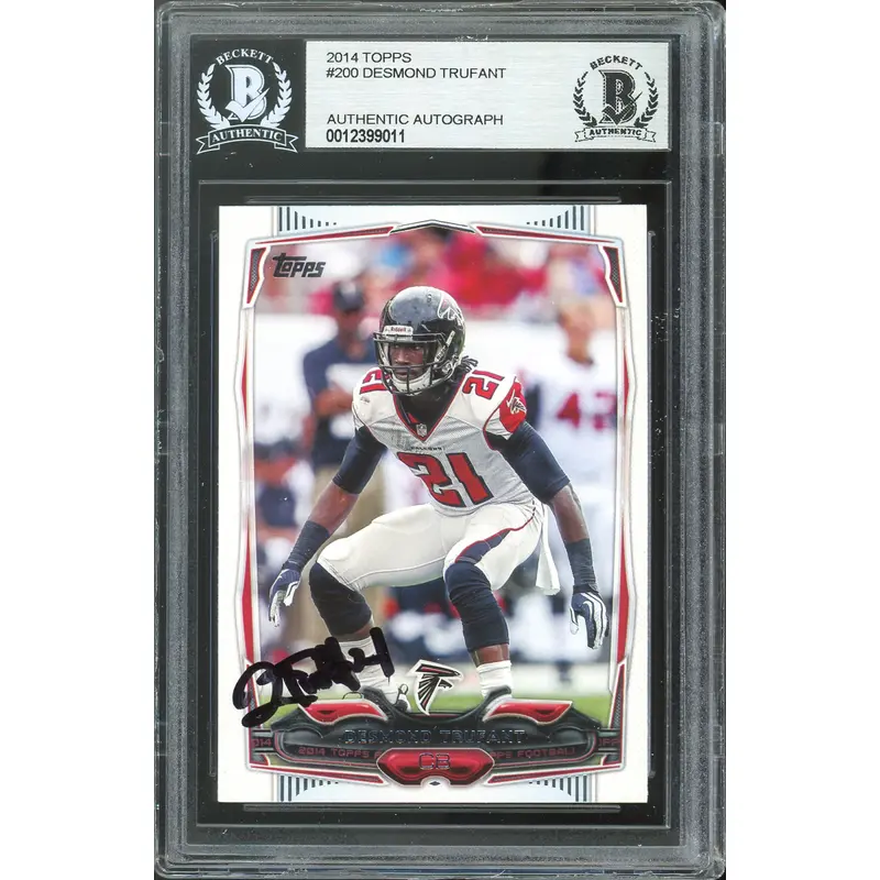 Falcons Desmond Trufant Authentic Signed 2014 Topps #200  Card BAS Slabbed