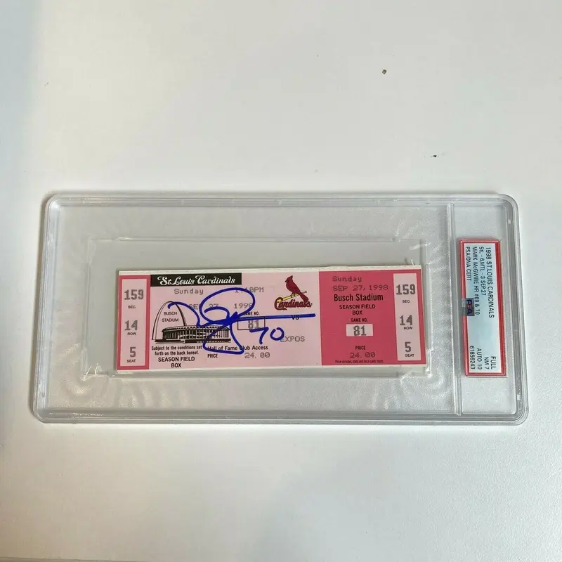 Mark Mcgwire Signed 1998 Home Run #70 Ticket PSA DNA GEM MINT 10 Auto