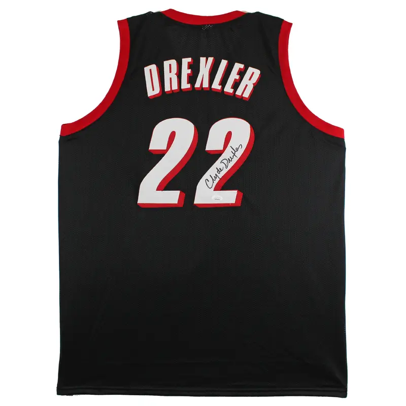 Clyde Drexler Authentic Signed Black Pro Style Jersey Autographed JSA Witnessed