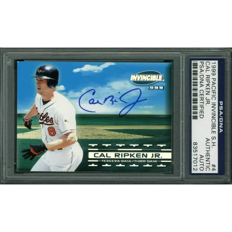 Orioles Cal Ripken Jr. Signed Card 1999 Pacific Invincible S.H. #4 PSA Slabbed