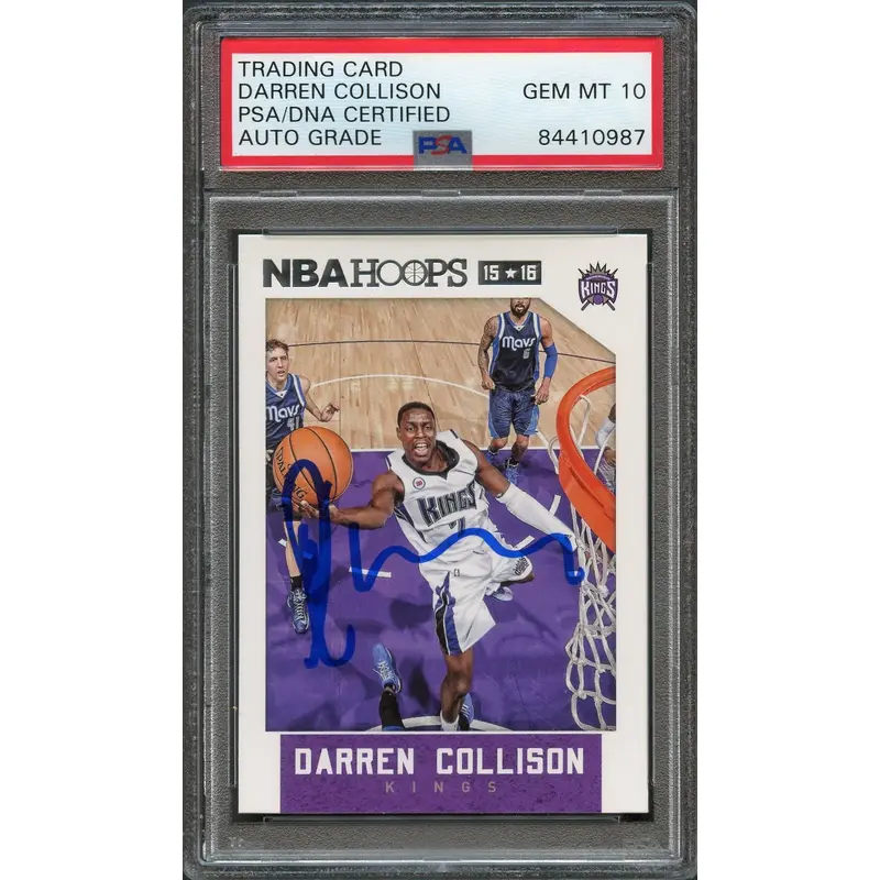 2015-16 NBA Hoops #19 Darren Collison Signed Card AUTO 10 PSA Slabbed Kings