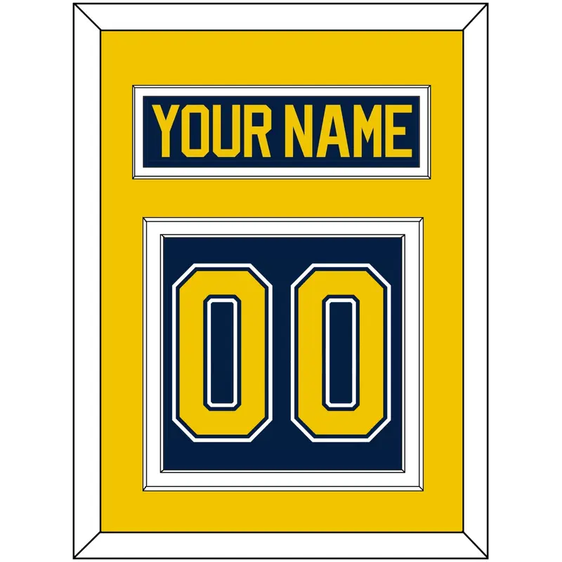 Michigan Hockey Nameplate & Number (Back) - Road Blue (2021-2023) - Double Mat 3