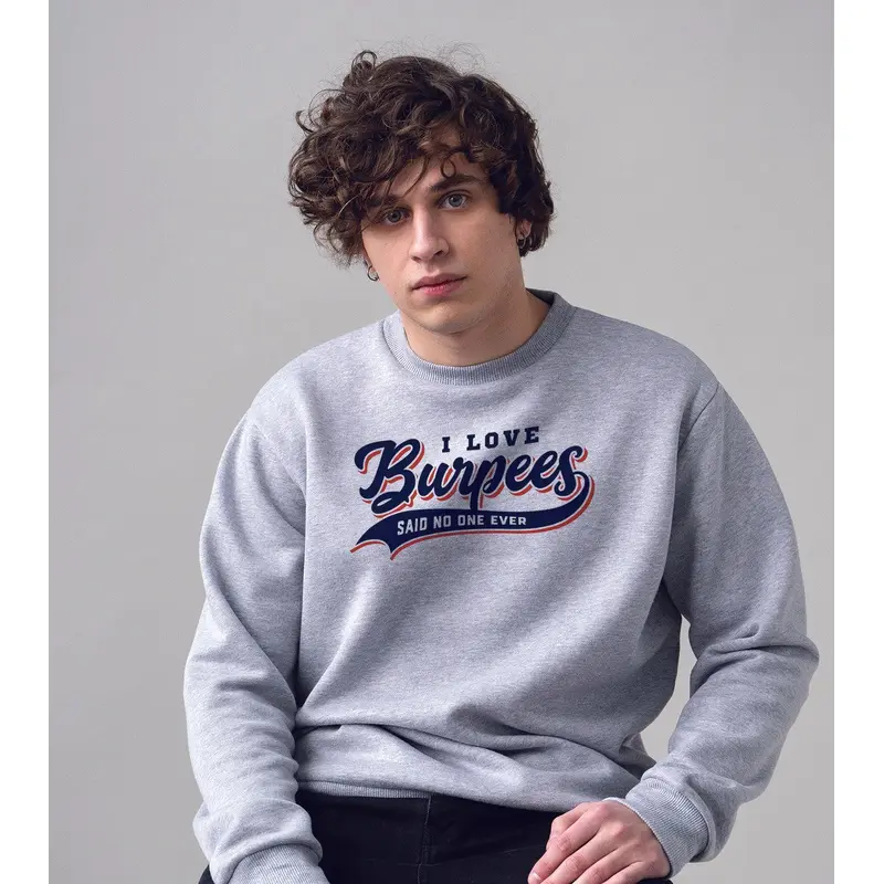 Men's burpee Classic Crew Sweatshirt (Grey melange) Wod Armour | Kibi Sports