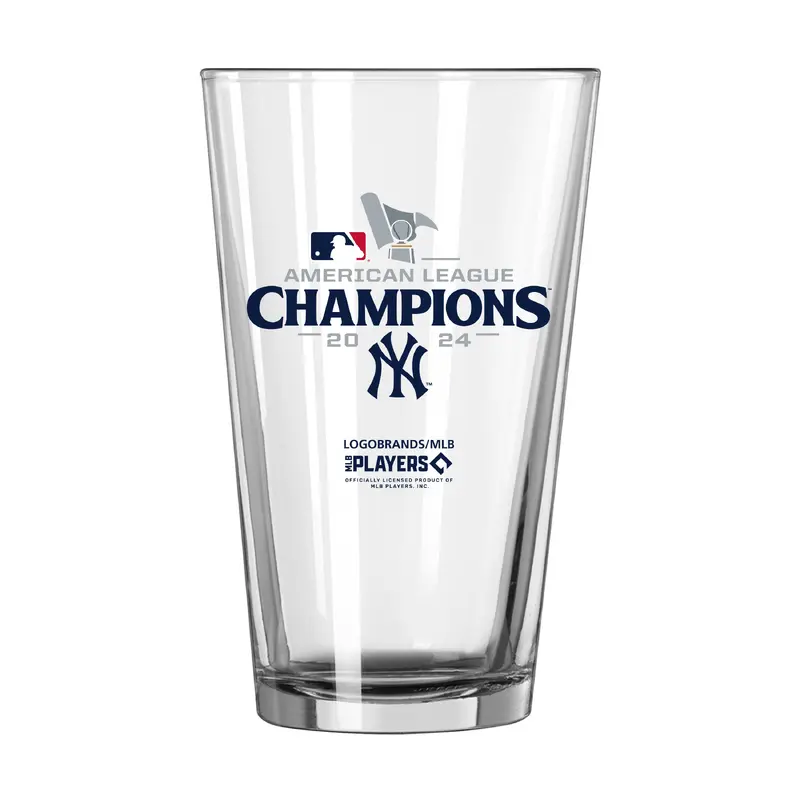 NY Yankees 2024 American League Champs 16oz Roster Pint Glass