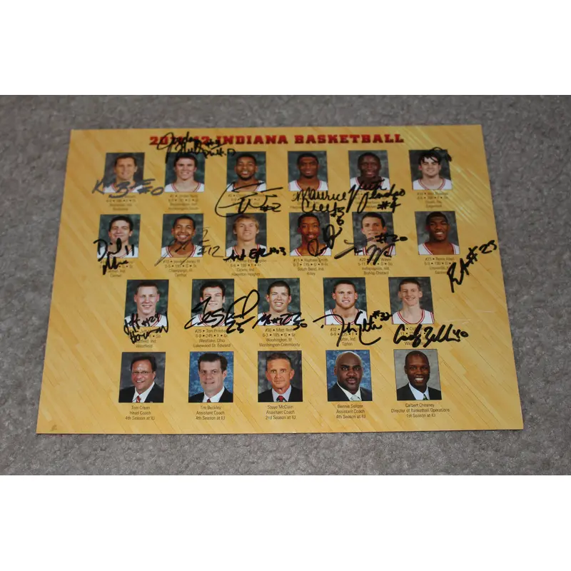 2011-12 Indiana University Team Signed Photo, Zeller, Oladipo, Watford