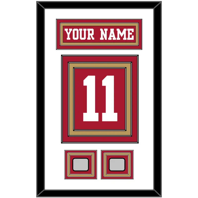 San Francisco Nameplate & Number (Back) With 2 Super Bowl Patches - Home Red - Triple Mat 1