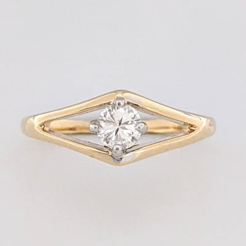 14K .20 CARAT TOTAL SI2 H DAMOND ROUND OPEN TOP ESTATE RING 2.0 GRAMS