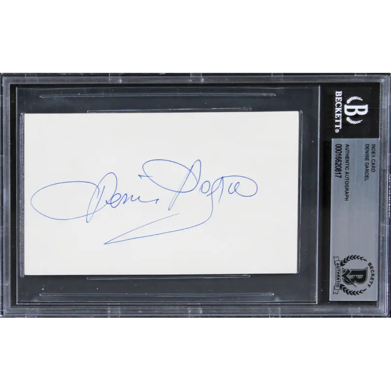 Denise Darcel Vera Cruz Authentic Signed 3x5 Index Card BAS Slabbed 1