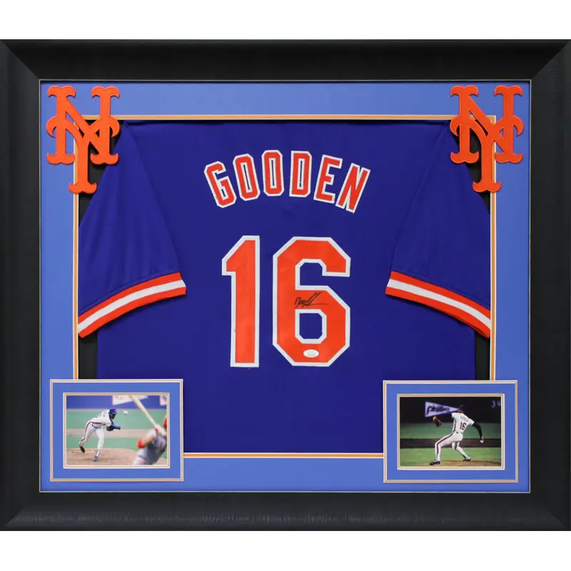 Doc Gooden Authentic Signed Blue Pro Style Framed Jersey Autographed JSA Witness