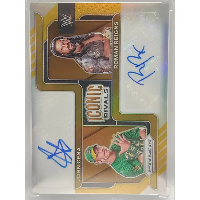 John Cena + Roman Reigns 2022 Panini Prizm Iconic Rivals Gold Auto #1/10