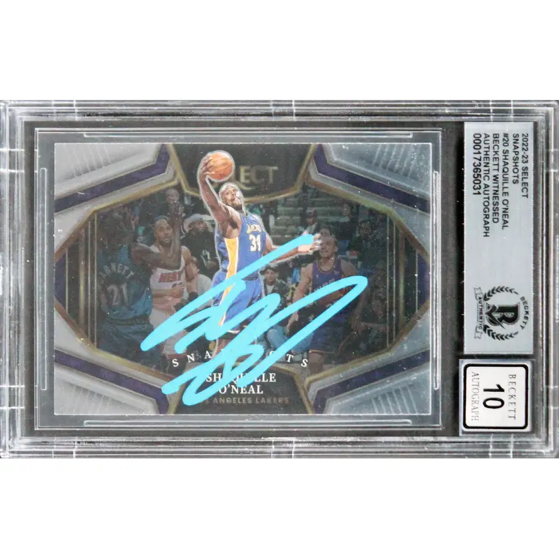 Lakers Shaquille O'Neal Authentic Signed 2022 Select Snapshots #20 Card BAS Slab