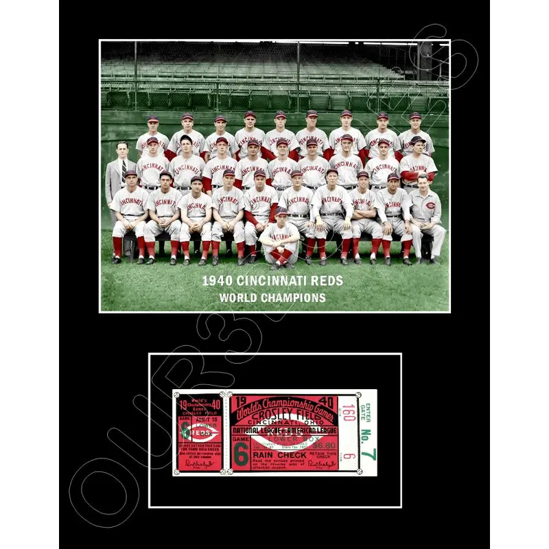 1940 Cincinnati Reds World Series Ticket Matted Photo Display 11X14 - 2120