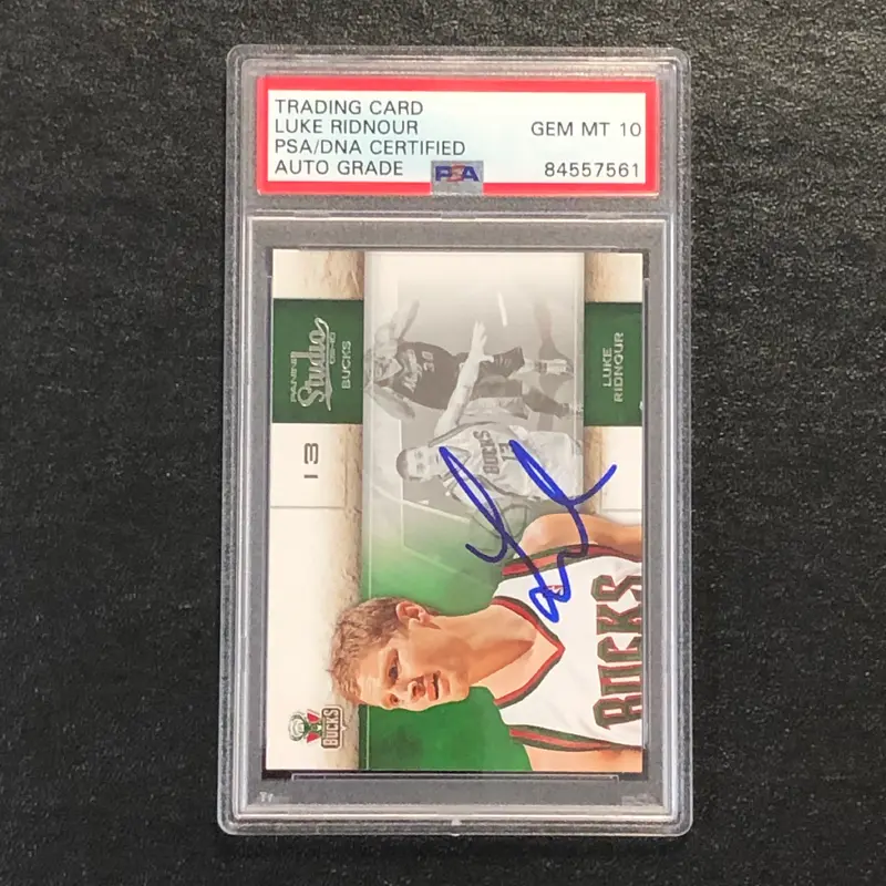 2009-10 Panini Studio #87 Luke Ridnour Signed Card AUTO 10 PSA Slabbed Bucks