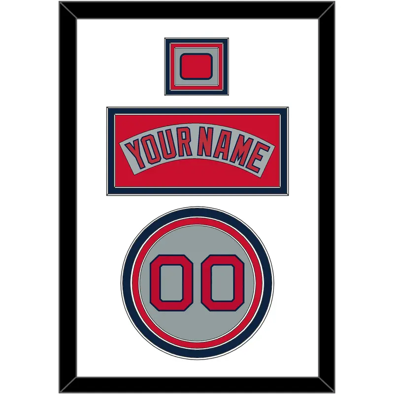 Boston Nameplate, Number & Logo Patch - Road Gray (1992-2008) - Triple Mat 2