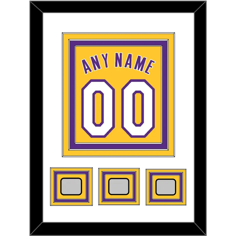 Los Angeles Name & Number With 3 Finals Patches - Home Yellow (1999-2018) - Triple Mat 1