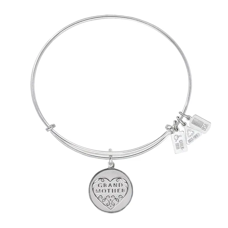 Grandmother Filigree Heart Charm Bangle