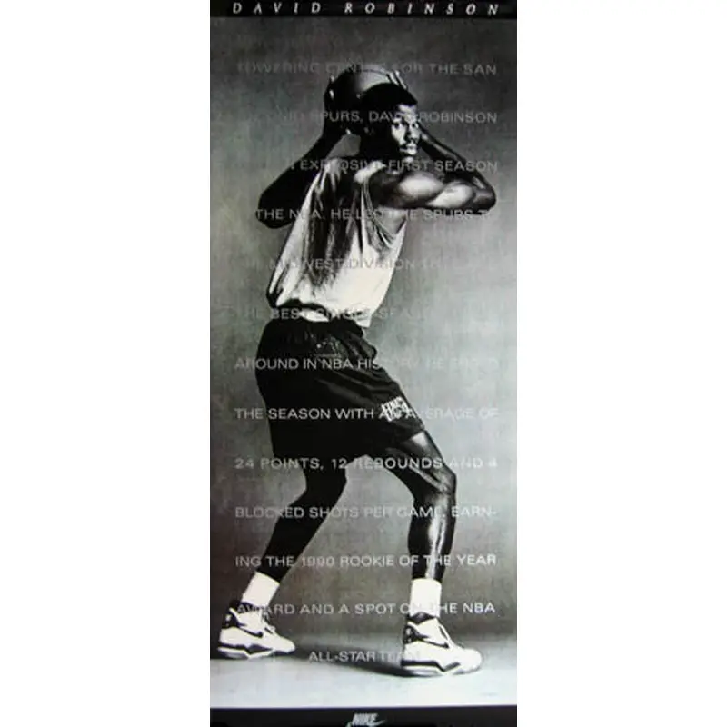 David Robinson "Rookie of the Year" San Antonio Spurs HUGE Door-Sized Poster - Nike 1990