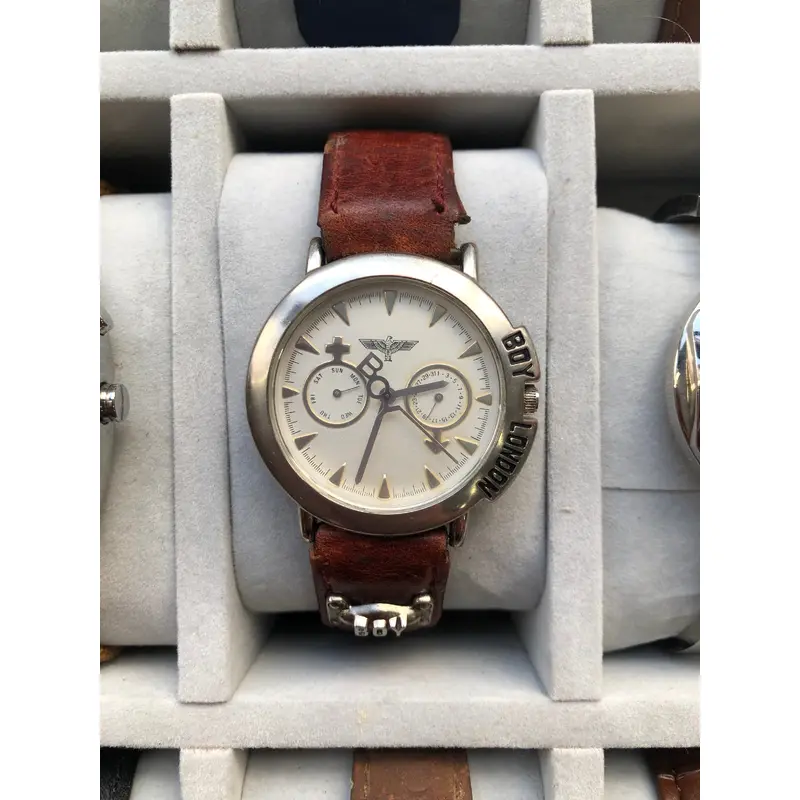 Vintage 90s Boy London Day / Date Stainless Steel Quartz Watch