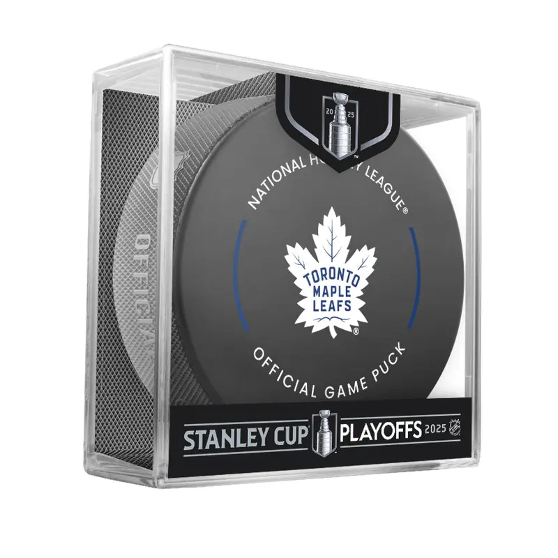 NHL Toronto Maple Leafs 2025 Official Playoffs Game Hockey Puck Design In Cube